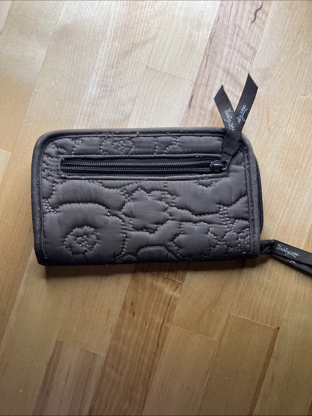 thirty-one Quilted Floral Zip Wallet - Dark Brown